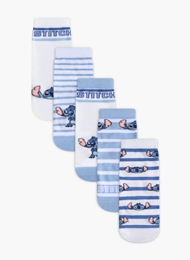 Disney Pack Of 3 Girls Socks Ankle Length Stitch Print